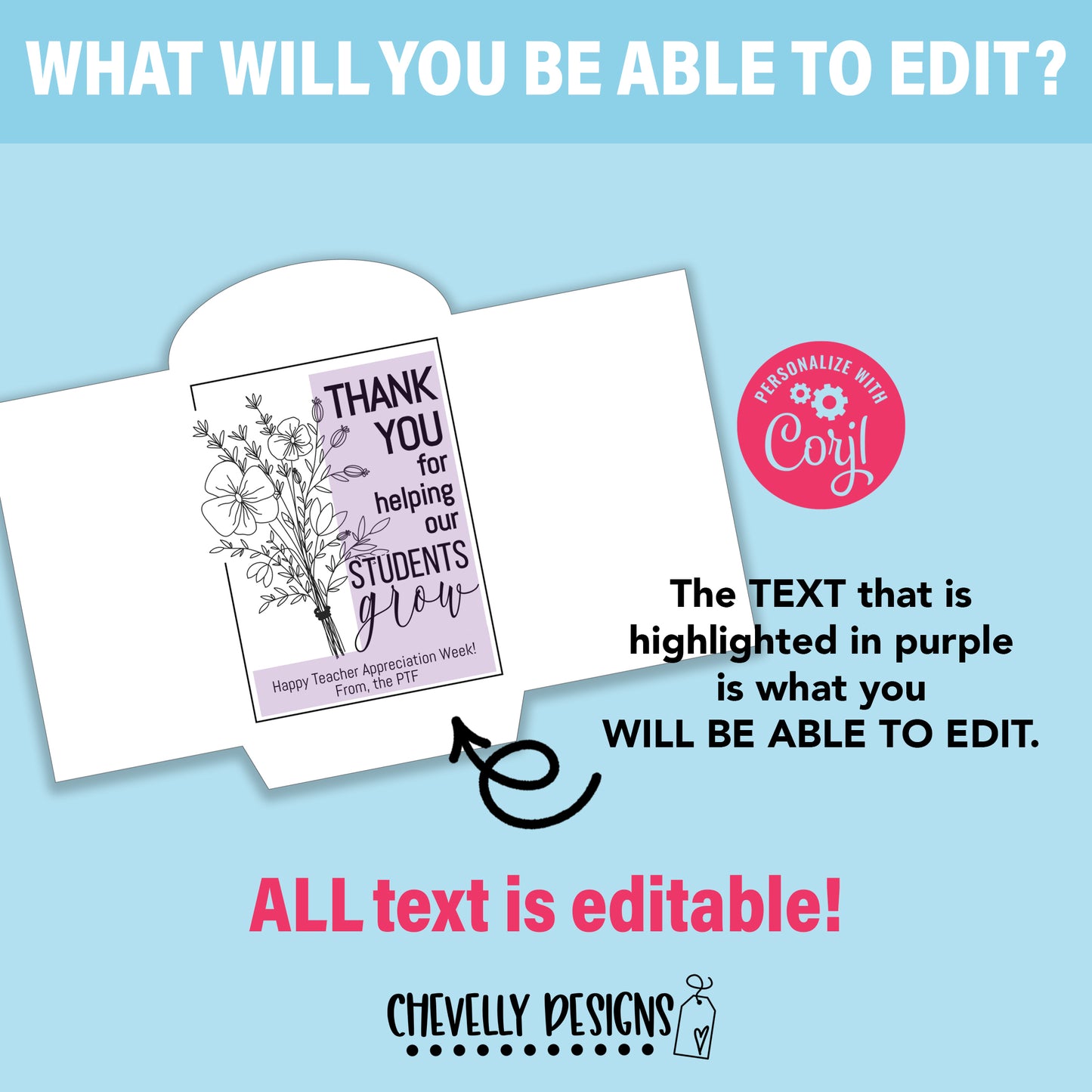 Editable - Flower Seed Packet Gift Card Holder - Teacher Appreciation - Printable Digital File