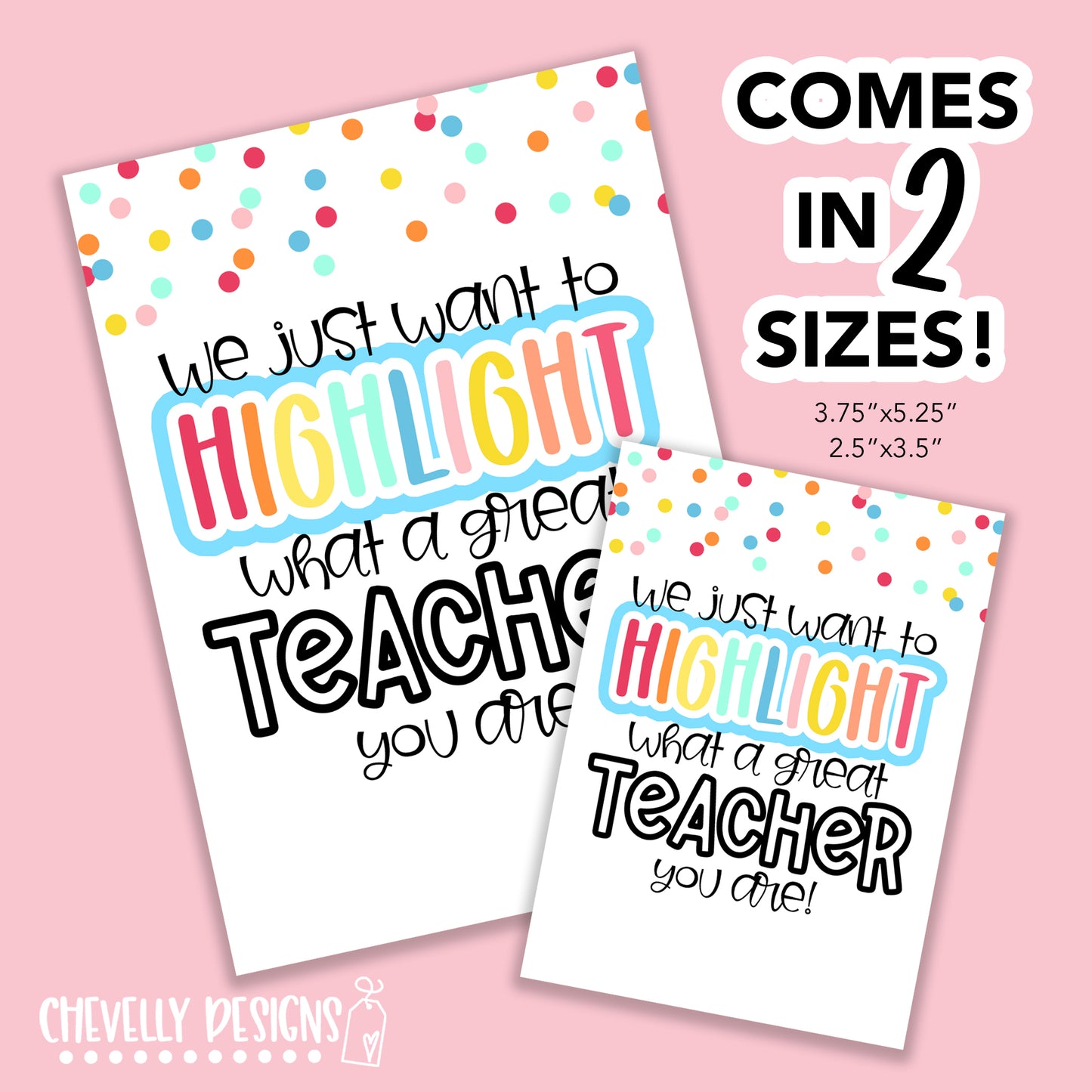 Printable Highlighter Great Teacher Gift Tags >>>Instant Digital Download<<<