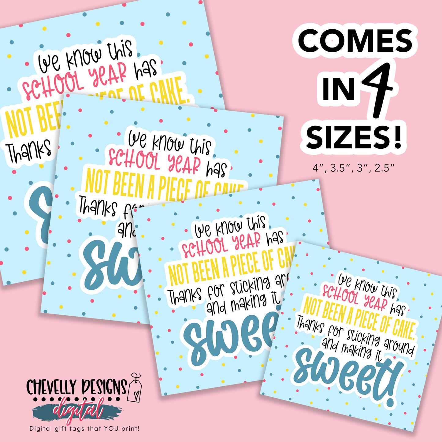 Printable Piece of Cake Teacher Appreciation Gift Tags >>>Instant Digital Download<<<