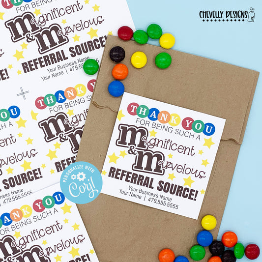 Editable - Magnificent and Marvelous Referral Gift Tags for Chocolate Candies - Business Marketing - Printable Digital File