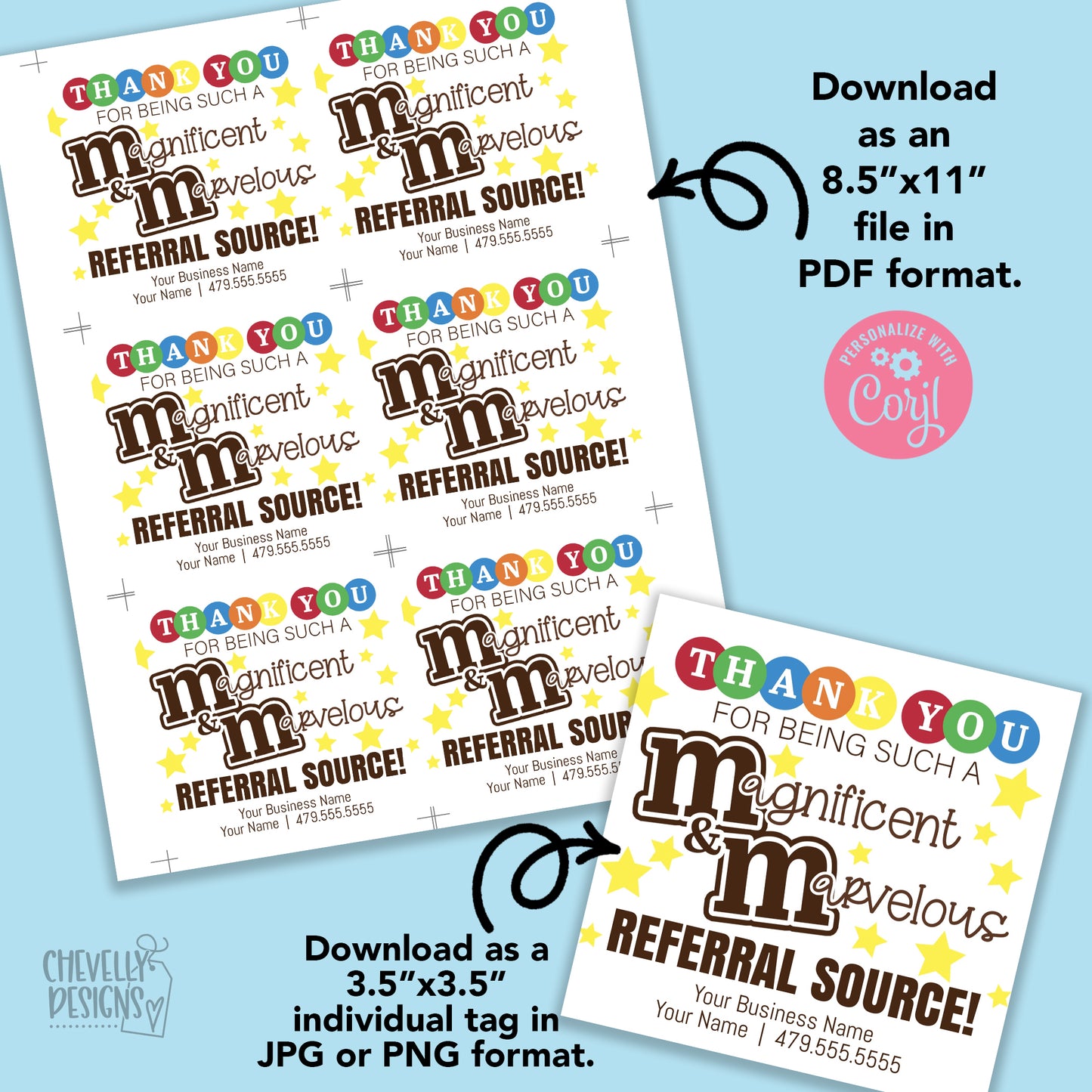 Editable - Magnificent and Marvelous Referral Gift Tags - Business Marketing - Printable Digital File
