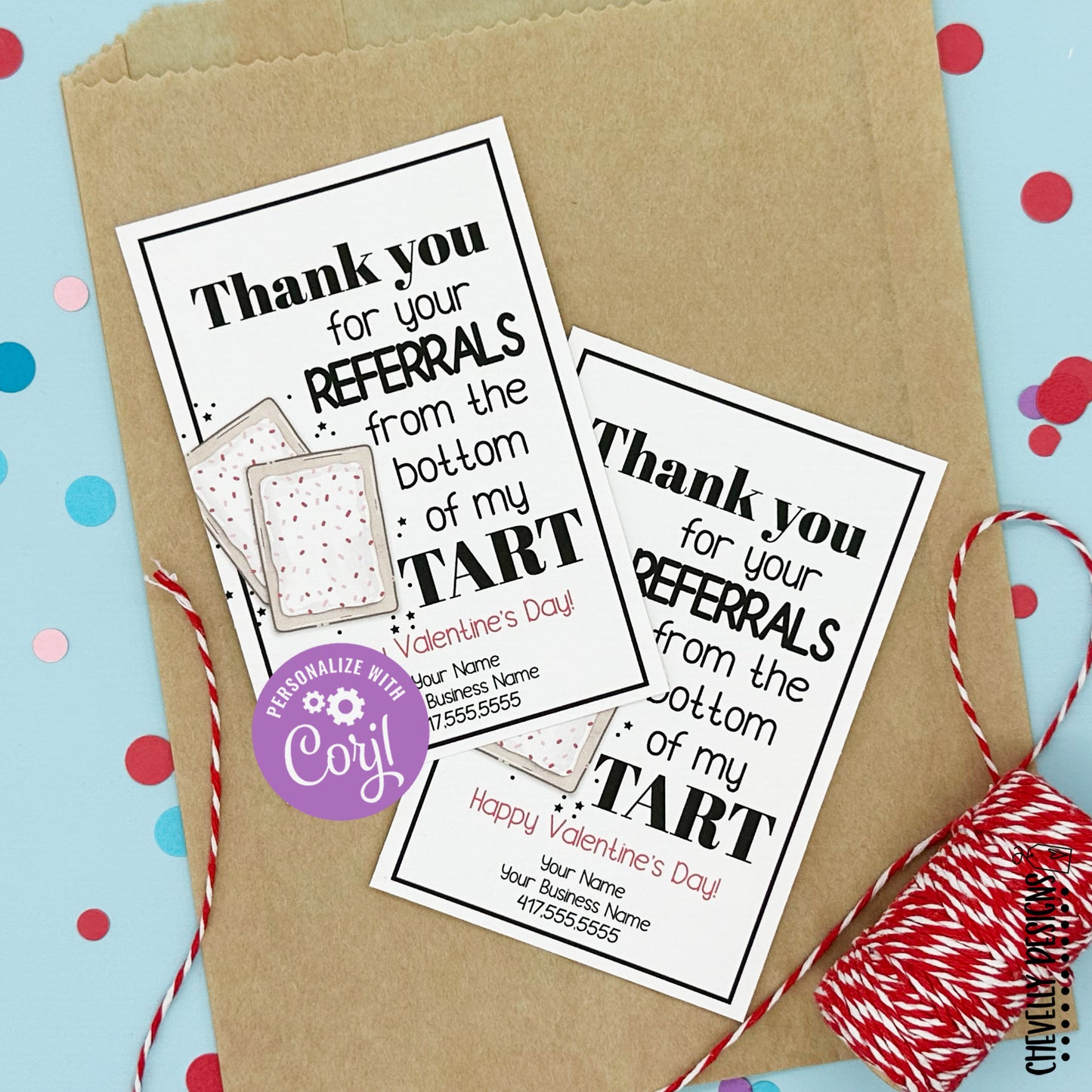 EDITABLE - Thank You for your Referrals from the Bottom of my Tart - Pop Tart Valentine Tags - Printable Digital File