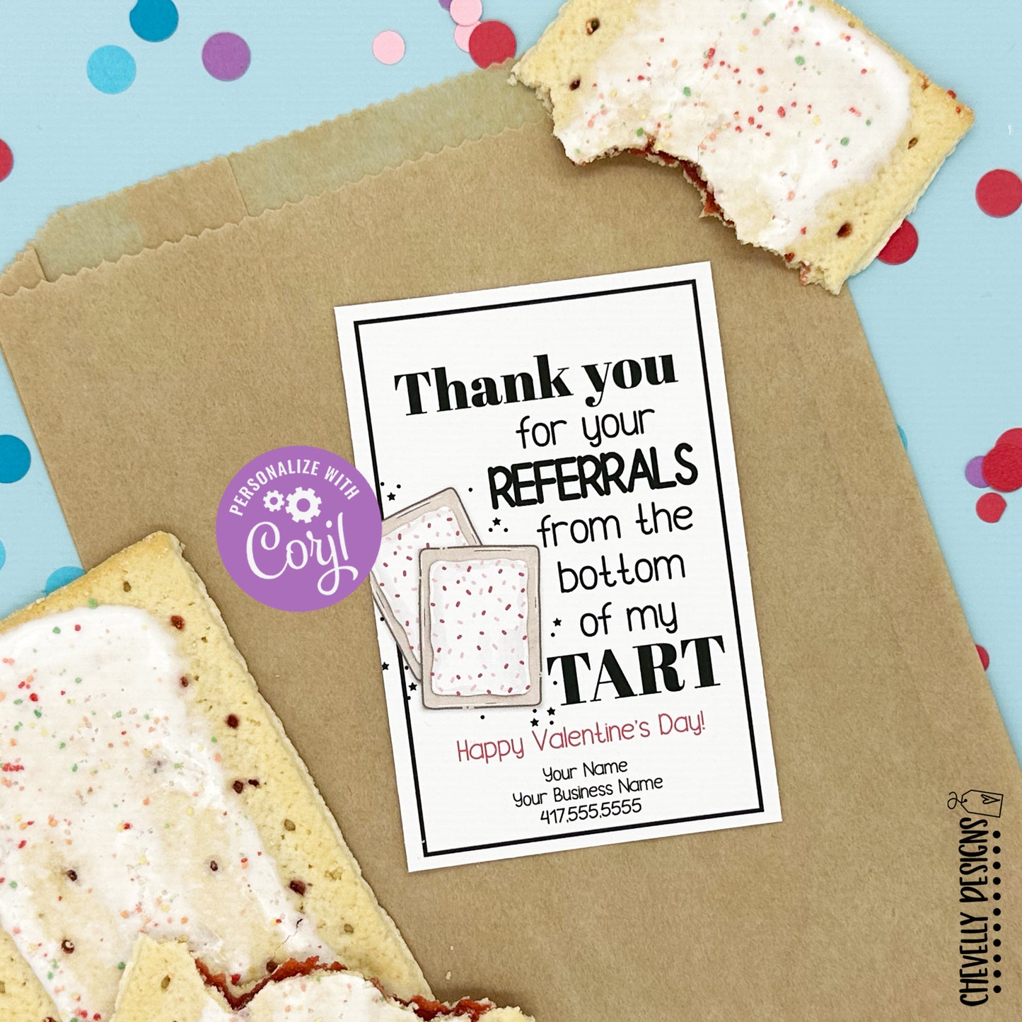EDITABLE - Thank You for your Referrals from the Bottom of my Tart - Pop Tart Valentine Tags - Printable Digital File