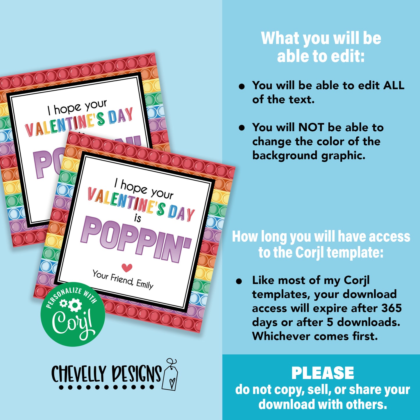 EDITABLE - I Hope Your Valentine's Day is Poppin - Class Valentine's Day Cards - Digital File
