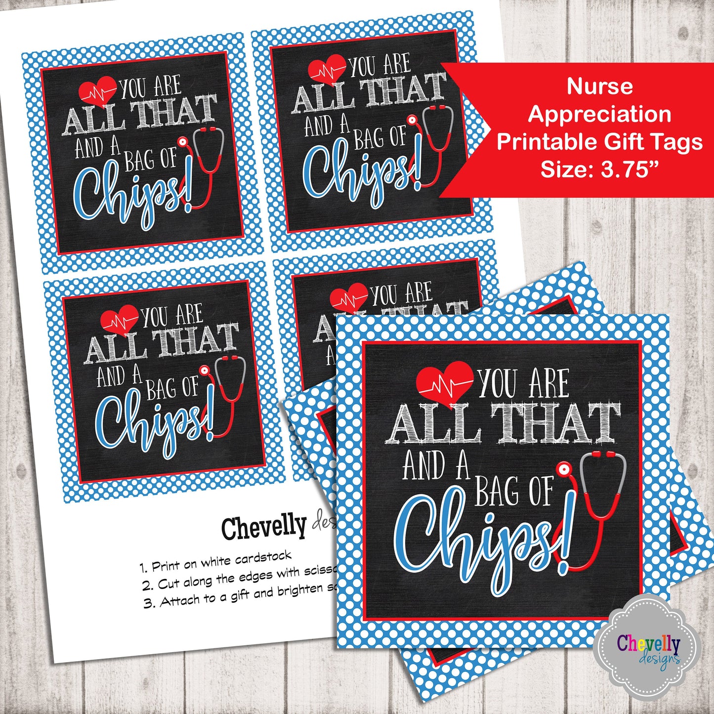 All That and a Bag of Chips - Appreciation Gift Tag - nurse, doctor | Printable - Instant Digital Download
