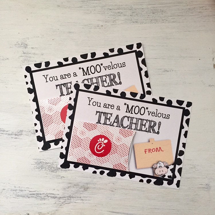 Cow Teacher Appreciation Gift Card Printable | Printable - Instant Digital File