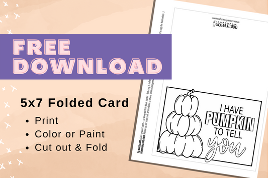 [FREE DOWNLOAD] - 5x7 Folded Pumpkin Card Coloring Page