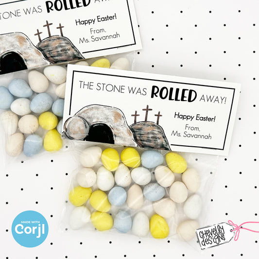 EDITABLE - The Stone was Rolled Away - Easter Treat Bag Toppers - Resurrection Gifts - Printable Digital File