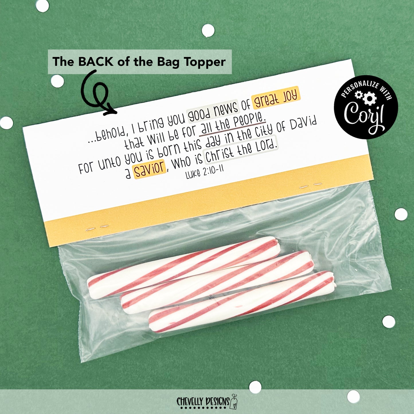 EDITABLE - Good News of Jesus Fill You with Great Joy - Christmas Treat Bag Toppers - Printable Digital File