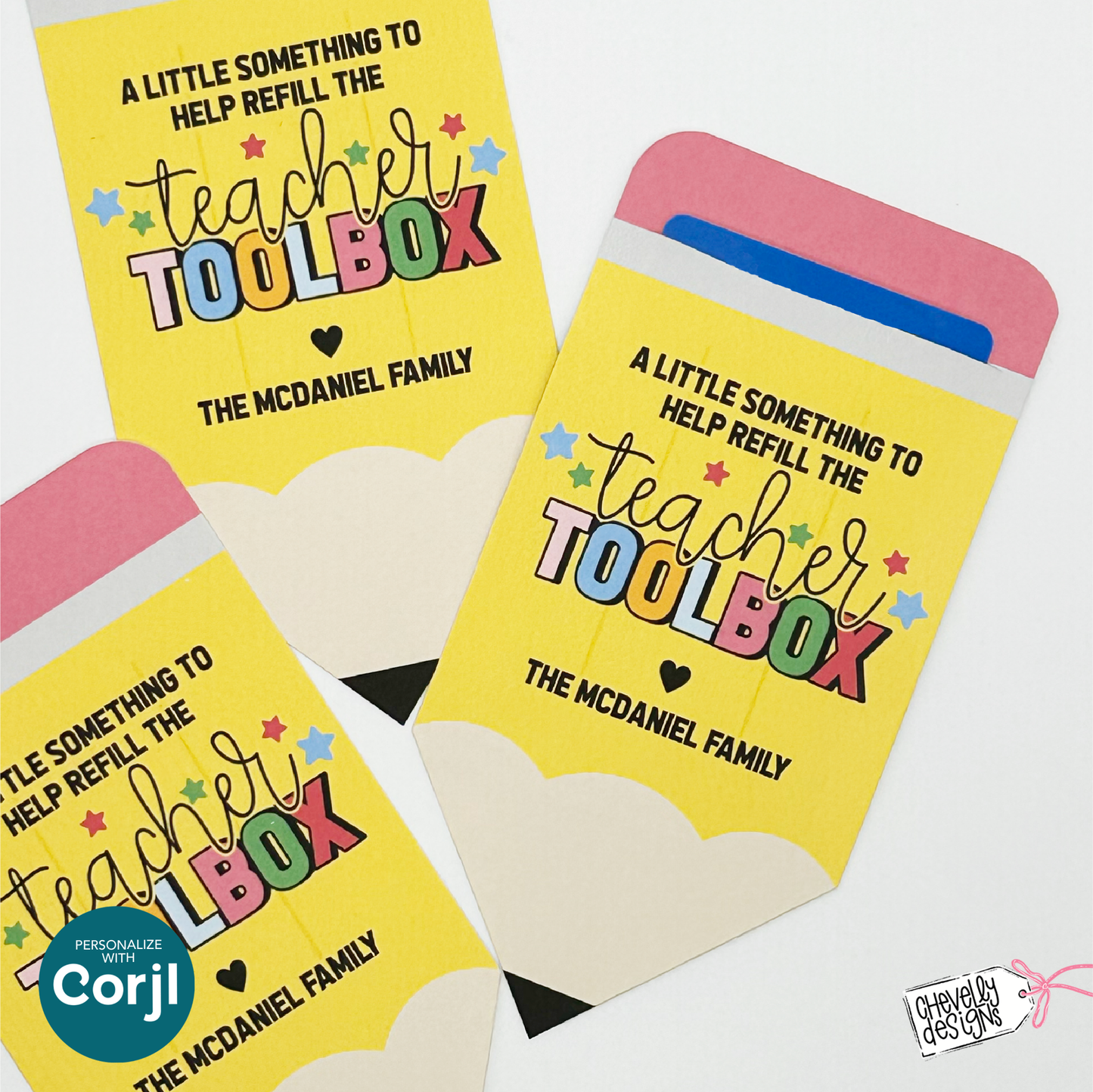 Editable Pencil Gift Card Holder for Teachers | Back to School Printable | Teacher Appreciation Gift