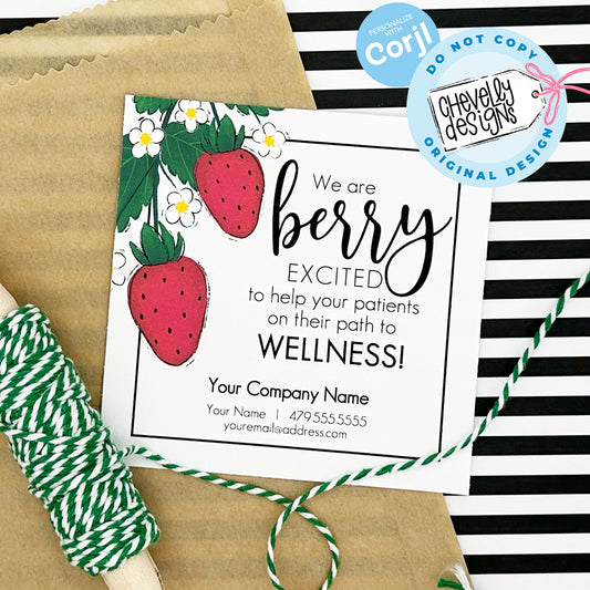 EDITABLE - You are the Berry Best - Strawberry Appreciation Gift Tag - Printable Digital File