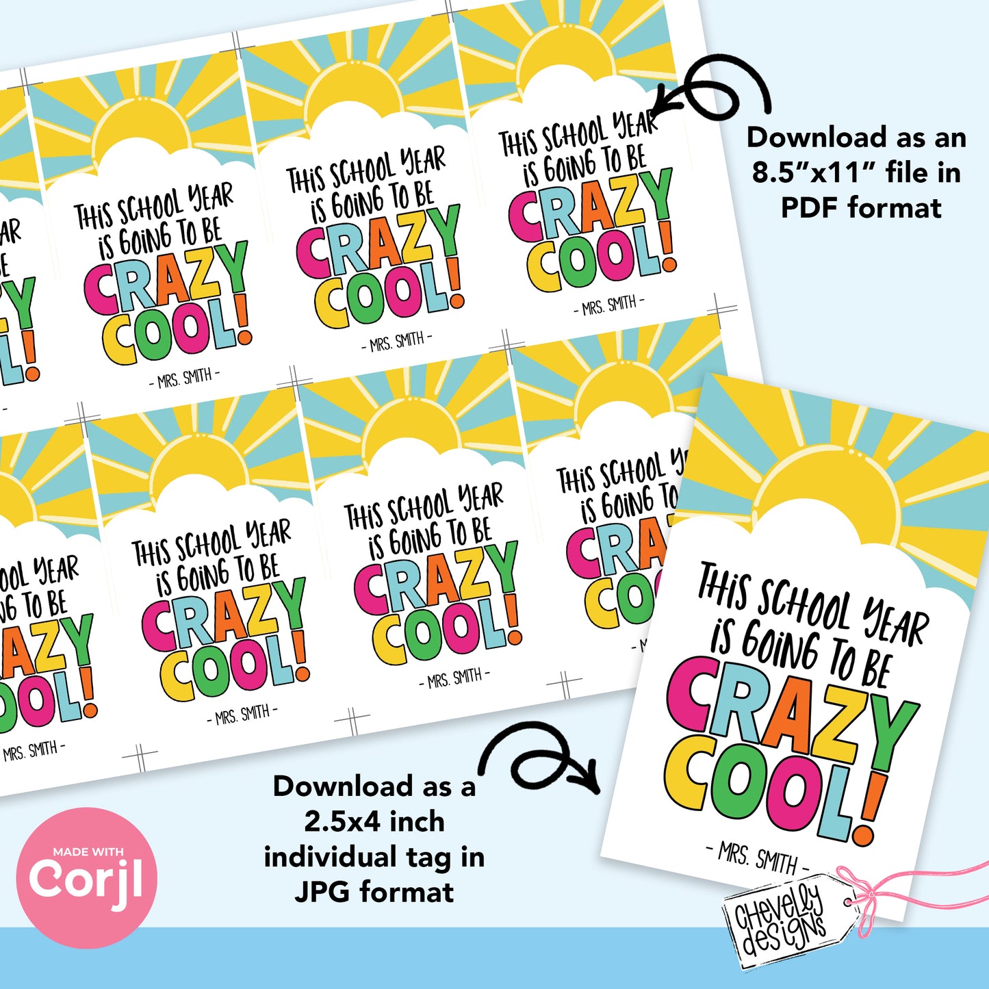 Editable Back to School Student Gift Tags - This School Year is going to be Crazy Cool - Printable Digital File