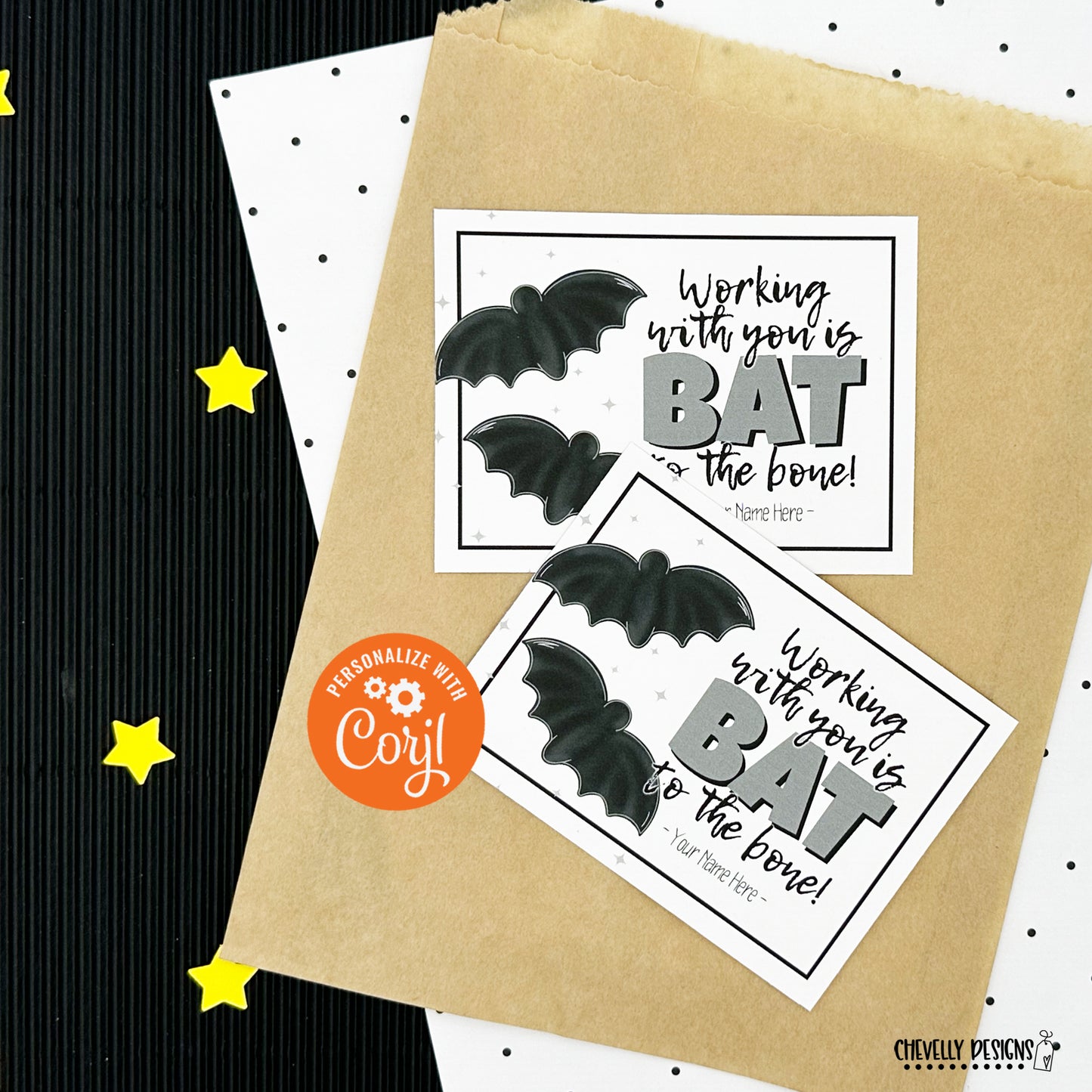 EDITABLE - Working with You is Bat to the Bone - Halloween Staff Appreciation Gift Tags - Printable Digital File