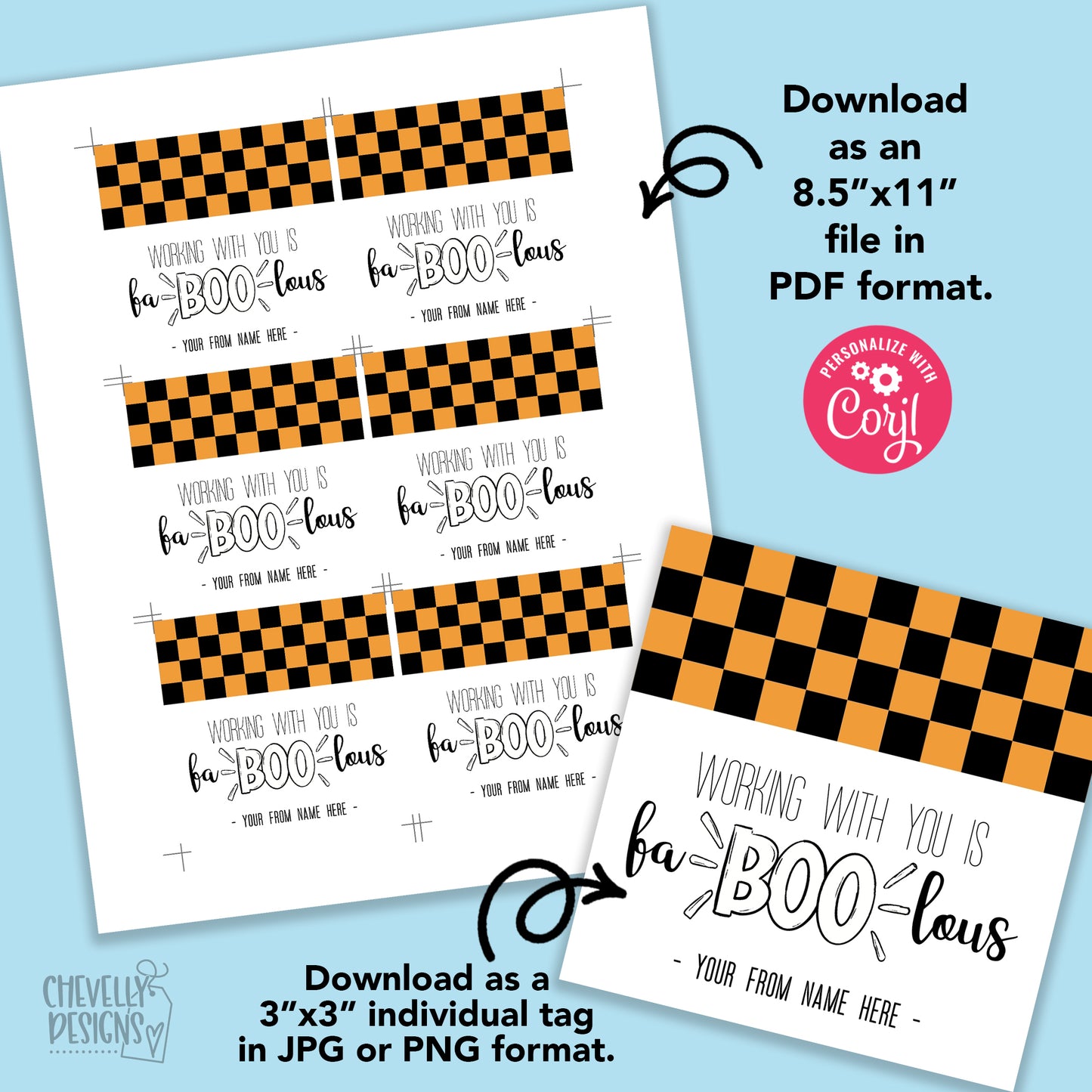 EDITABLE - Working with You is fa-BOO-lous - Coworker and Staff Halloween Appreciation Gift Tags - Printable Digital File