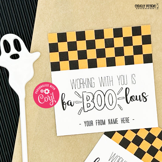 EDITABLE - Working with You is fa-BOO-lous - Coworker and Staff Halloween Appreciation Gift Tags - Printable Digital File