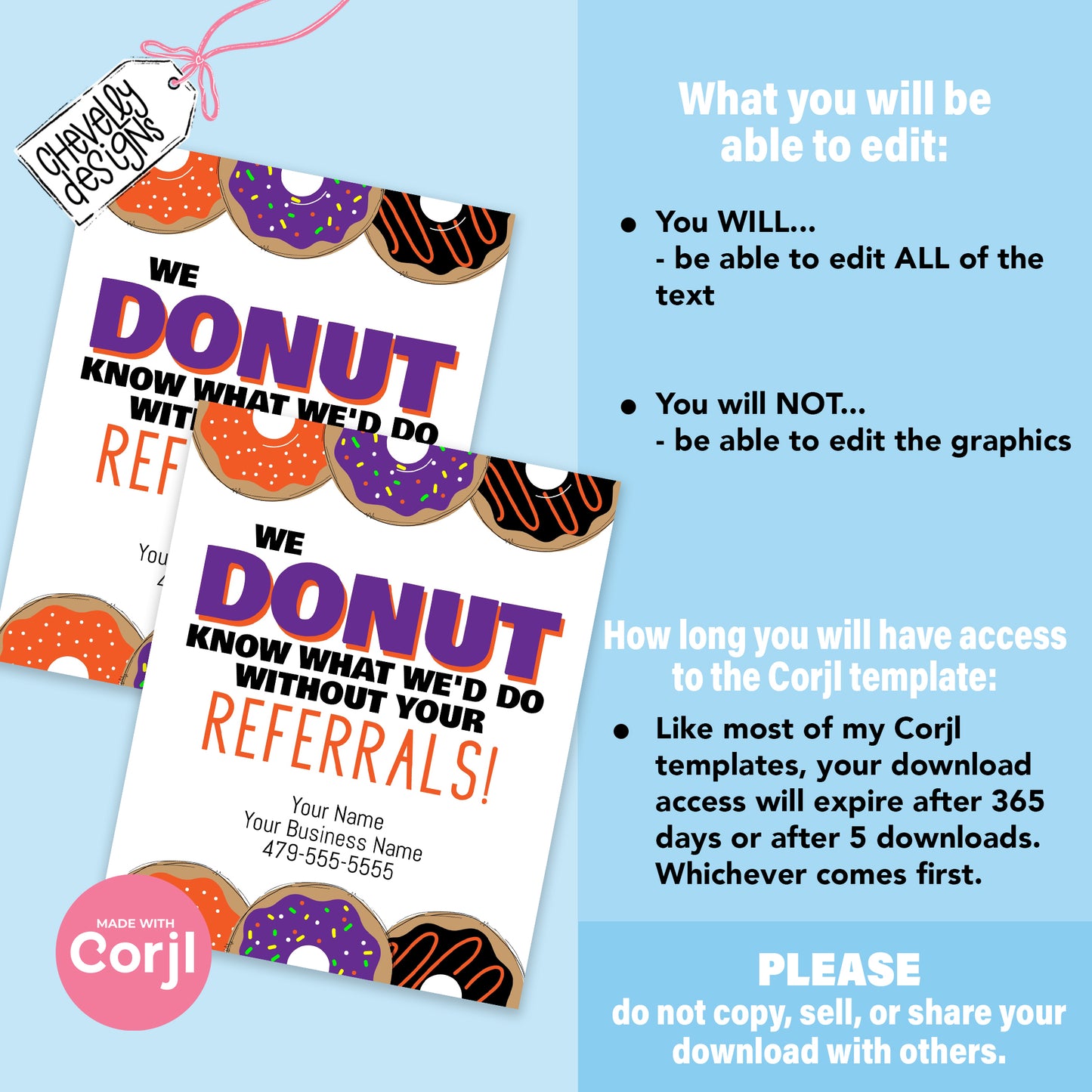 EDITABLE - Donut Know What Without Your Referrals  - Halloween Business Marketing Gift Tag - Printable Digital File