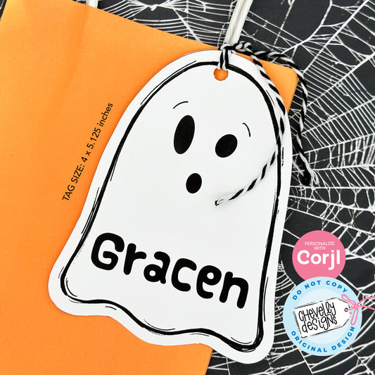 EDITABLE - Ghost Gift Tag - Halloween Treats for Kids - Printable Digital File