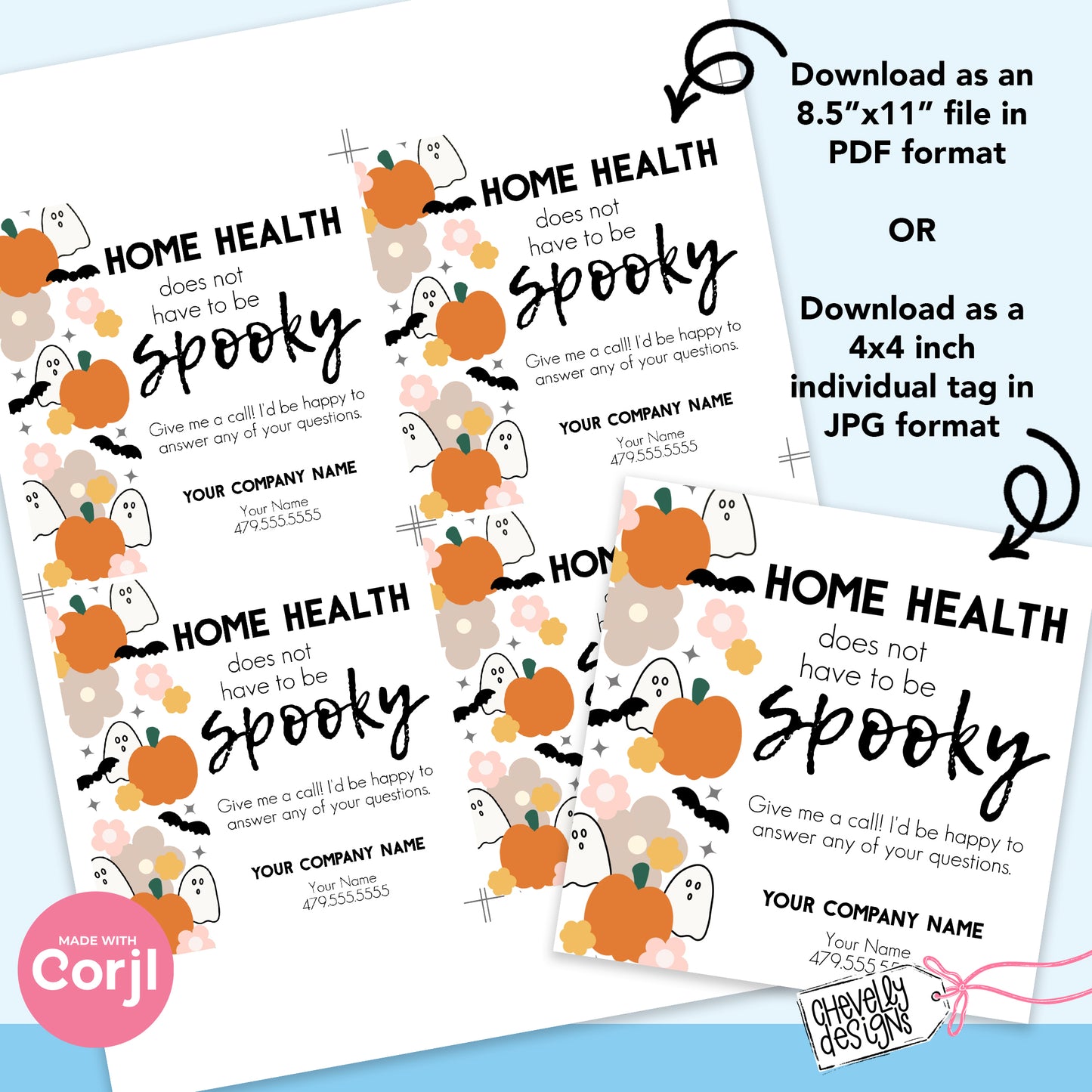 EDITABLE Halloween Referral Gift Tag - Home Health not Spooky - Printable Digital File