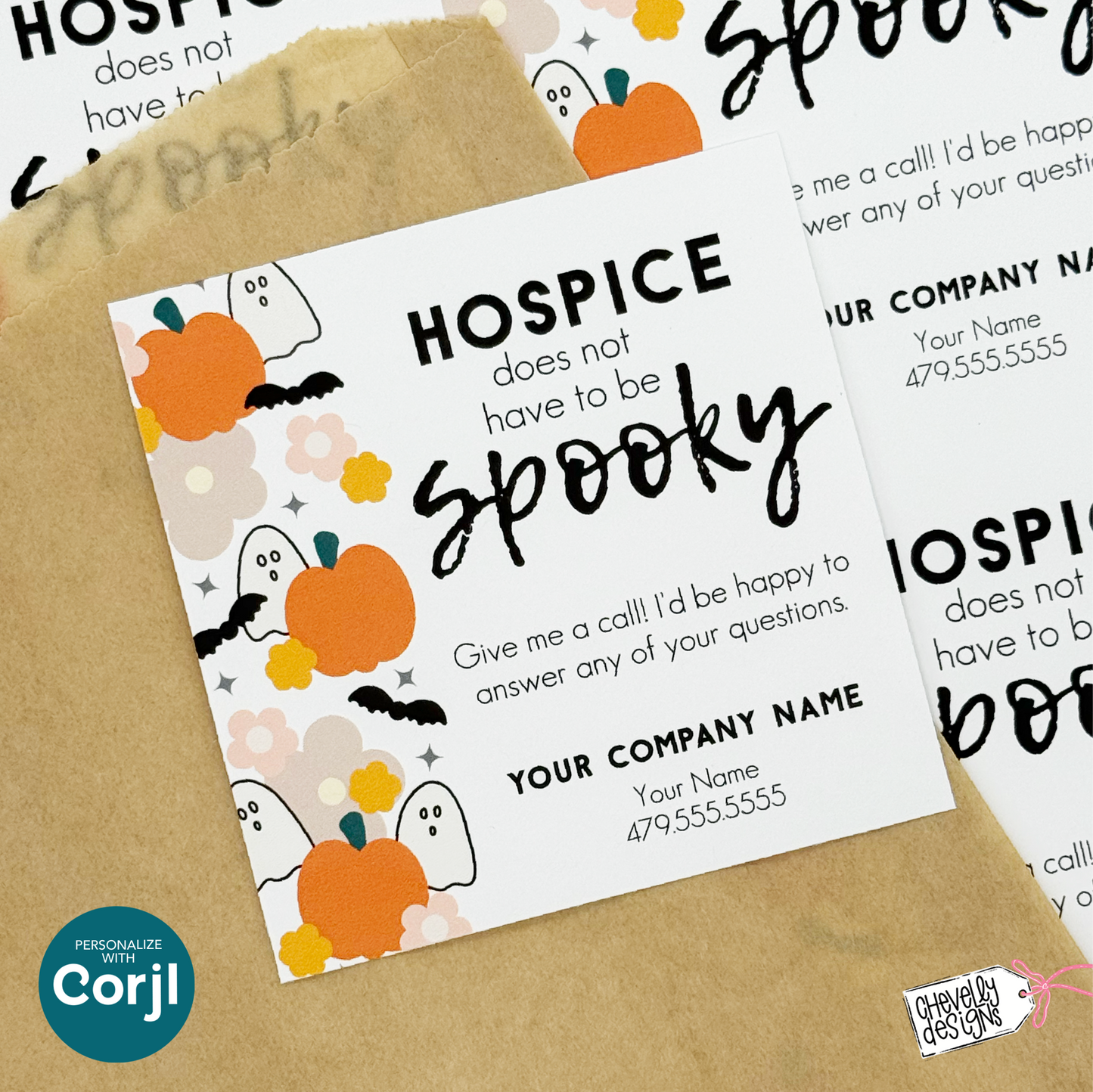 EDITABLE Halloween Referral Gift Tag - Hospice not Spooky - Printable Digital File HT-HAL022b