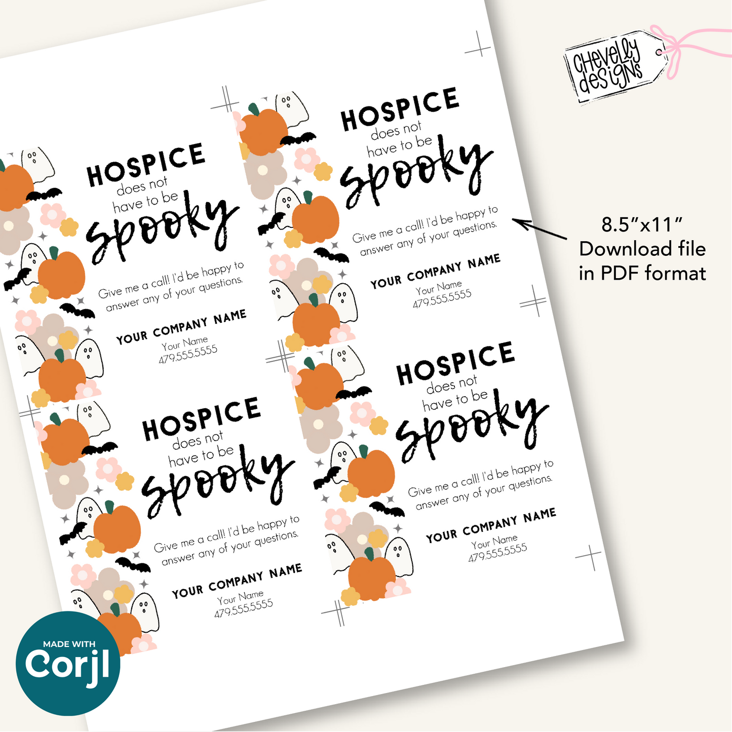 EDITABLE Halloween Referral Gift Tag - Hospice not Spooky - Printable Digital File HT-HAL022b