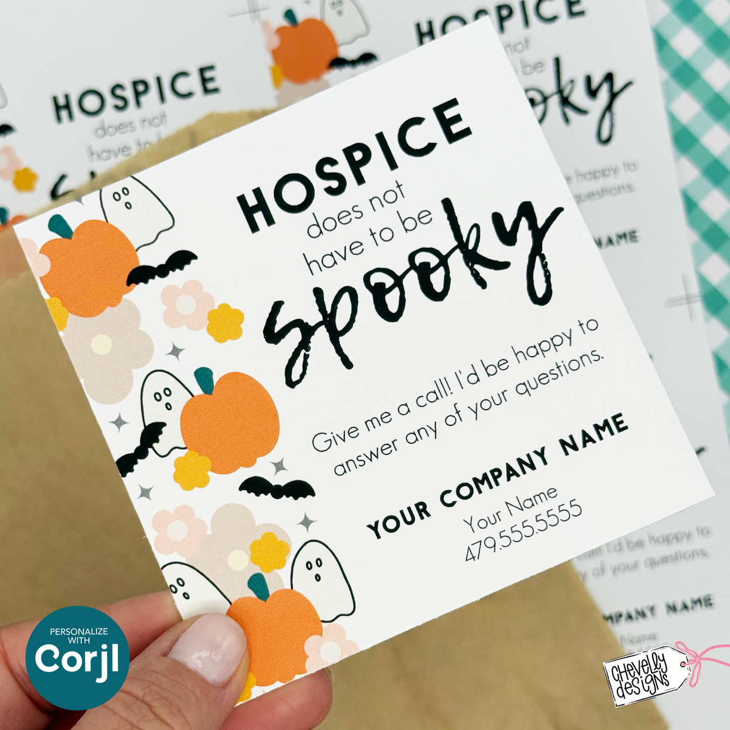 EDITABLE Halloween Referral Gift Tag - Hospice not Spooky - Printable Digital File HT-HAL022b