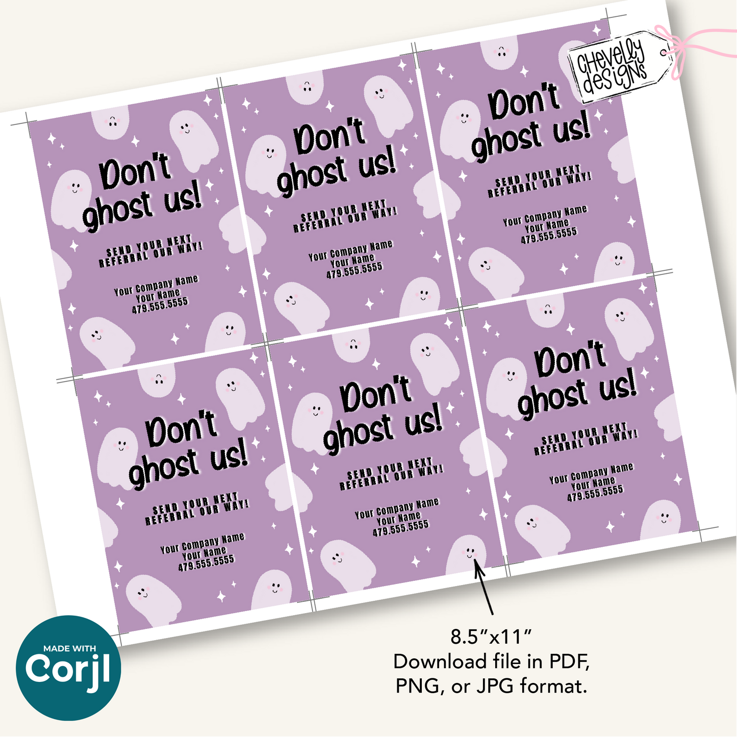 EDITABLE Halloween Referral Gift Tag - Don't Ghost Us - Printable Marketing Labels - Digital File