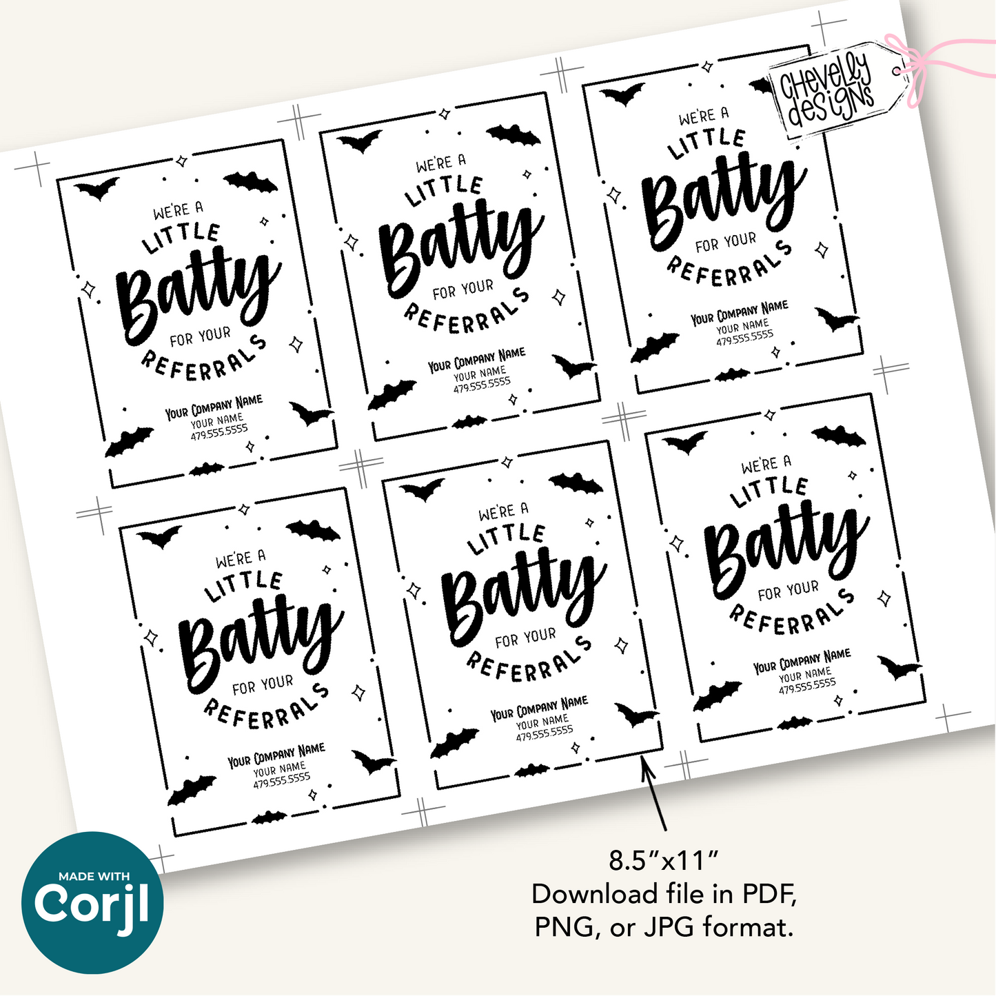 EDITABLE Halloween Referral Gift Tag | We’re a Little Batty for Your Referrals | Printable Marketing Labels - Digital File