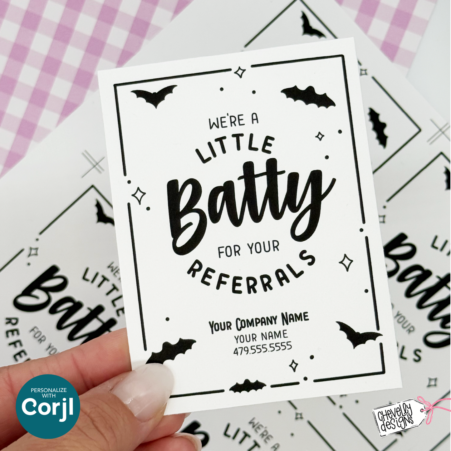 EDITABLE Halloween Referral Gift Tag | We’re a Little Batty for Your Referrals | Printable Marketing Labels - Digital File