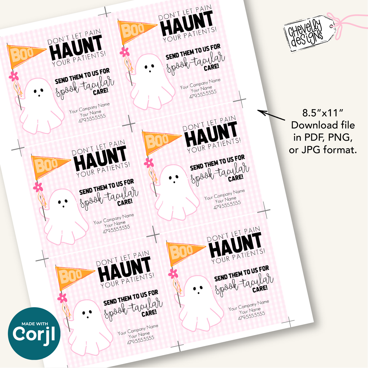 Editable Halloween Referral Gift Tag: Printable Cute Ghost Marketing Labels (Digital File HT-HAL029)