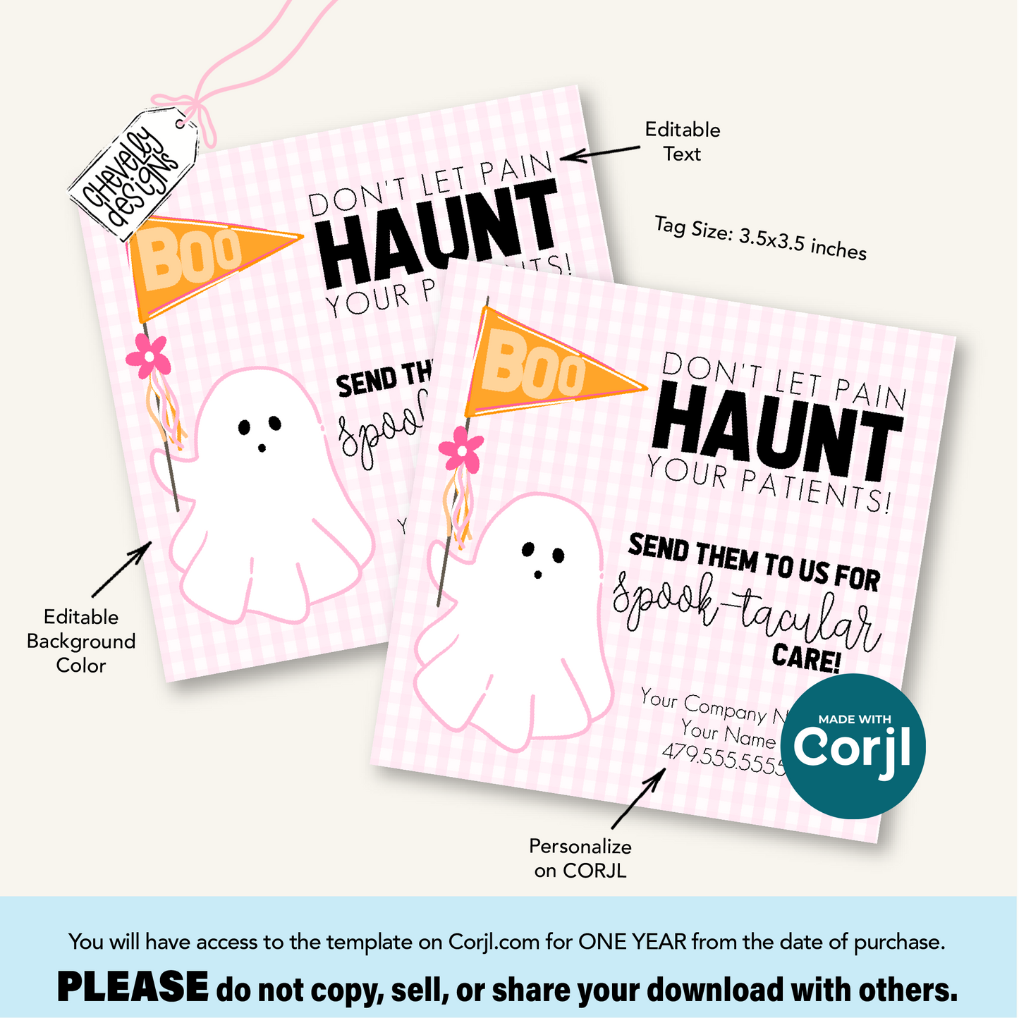 Editable Halloween Referral Gift Tag: Printable Cute Ghost Marketing Labels (Digital File HT-HAL029)