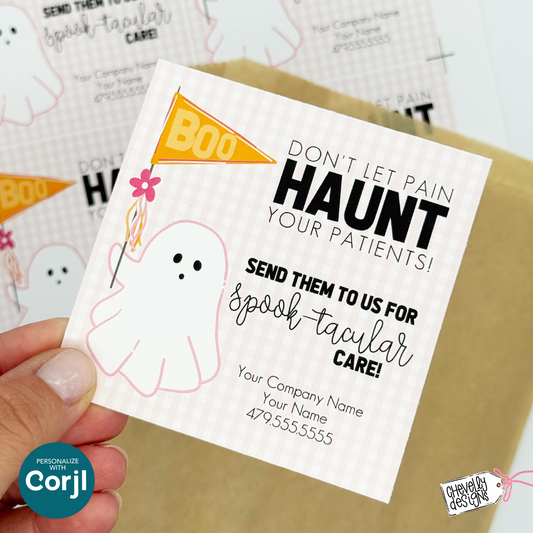 Editable Halloween Referral Gift Tag: Printable Cute Ghost Marketing Labels (Digital File HT-HAL029)