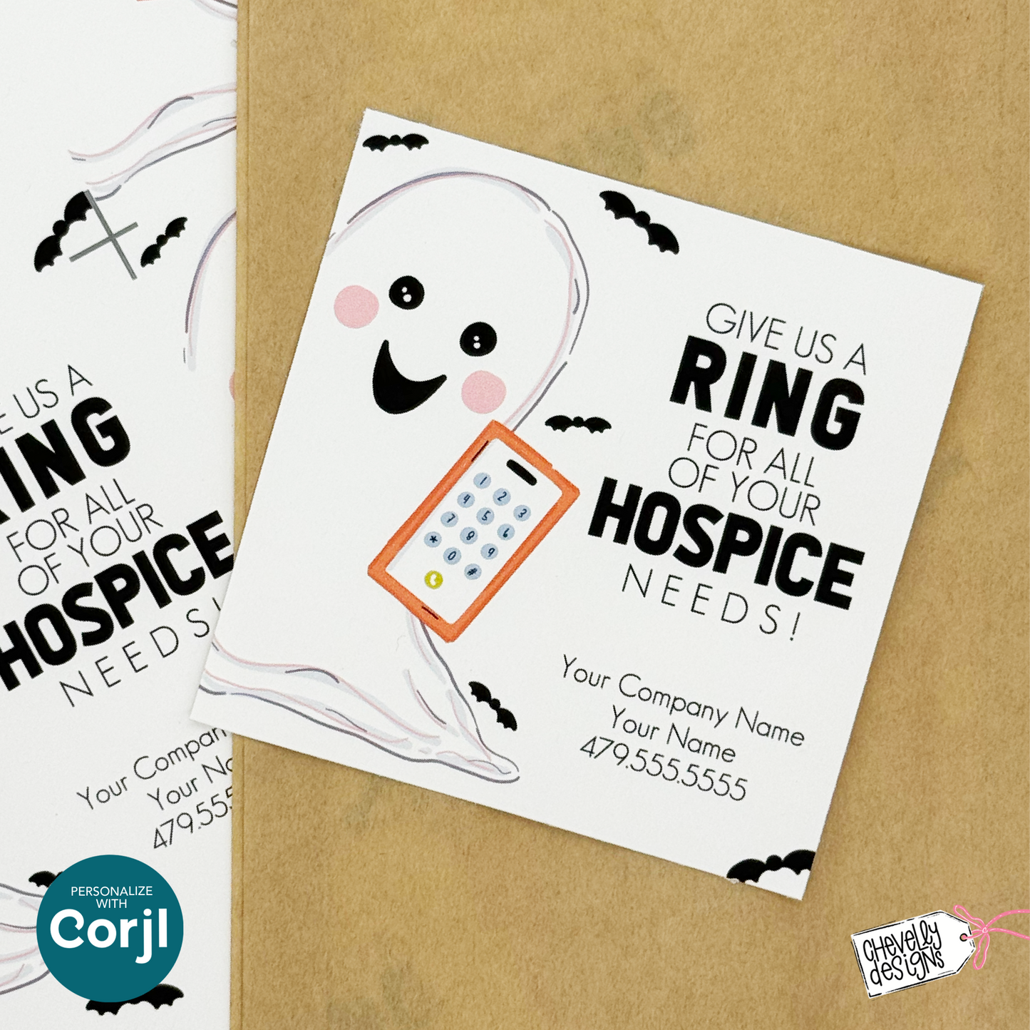 Editable Halloween Referral Gift Tag: Give Us a Ring Hospice Marketing Labels (Digital File HT-HAL031a)