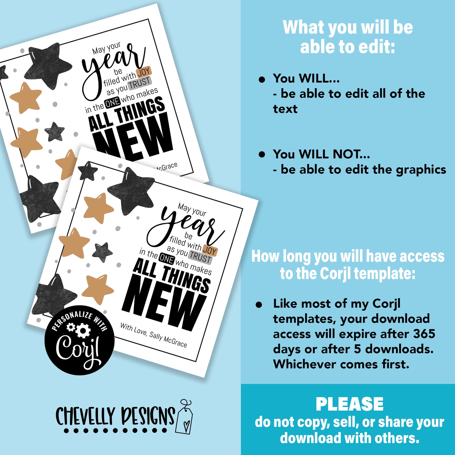 Editable - All Things New - Religious New Years Gift Tags - Printable Digital File