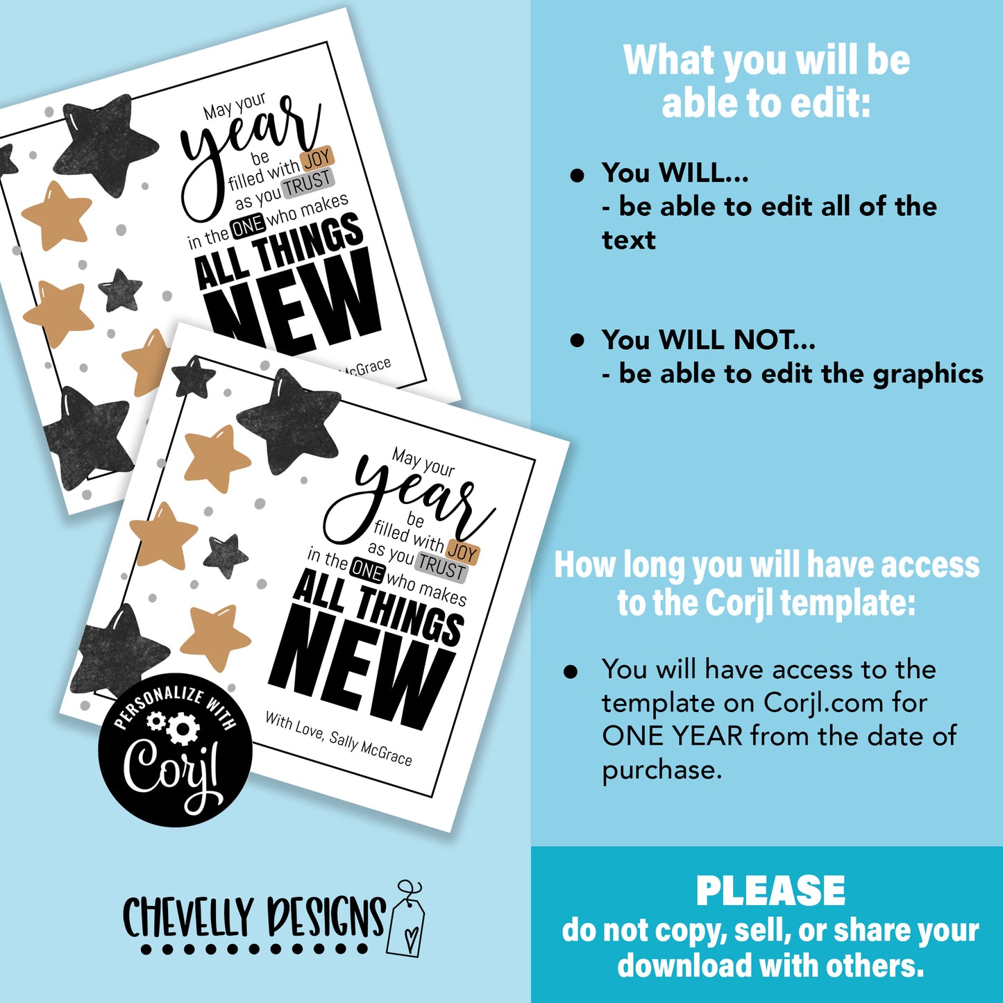 Editable - All Things New - Religious New Years Gift Tags - Printable Digital File