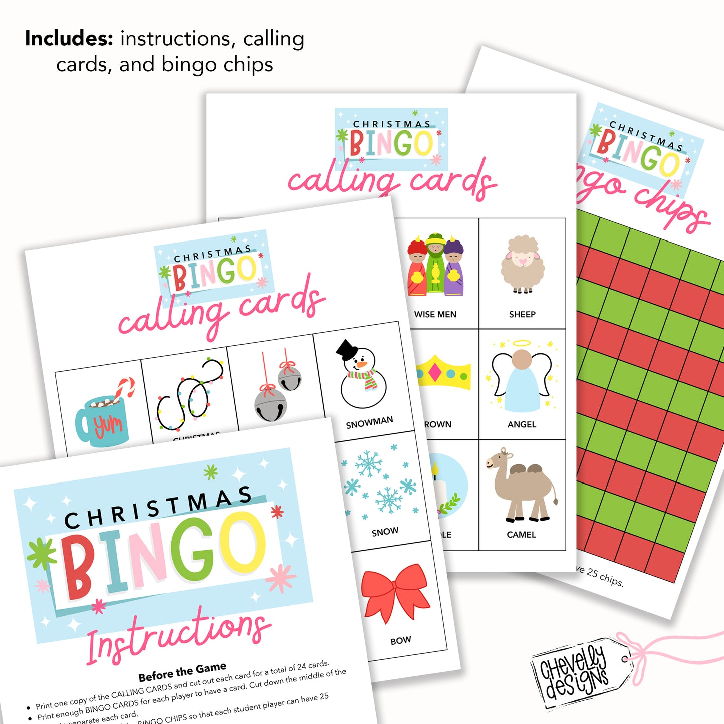 Printable Kids Bingo Game – Nativity & Traditional Christmas Themes (No Santa)