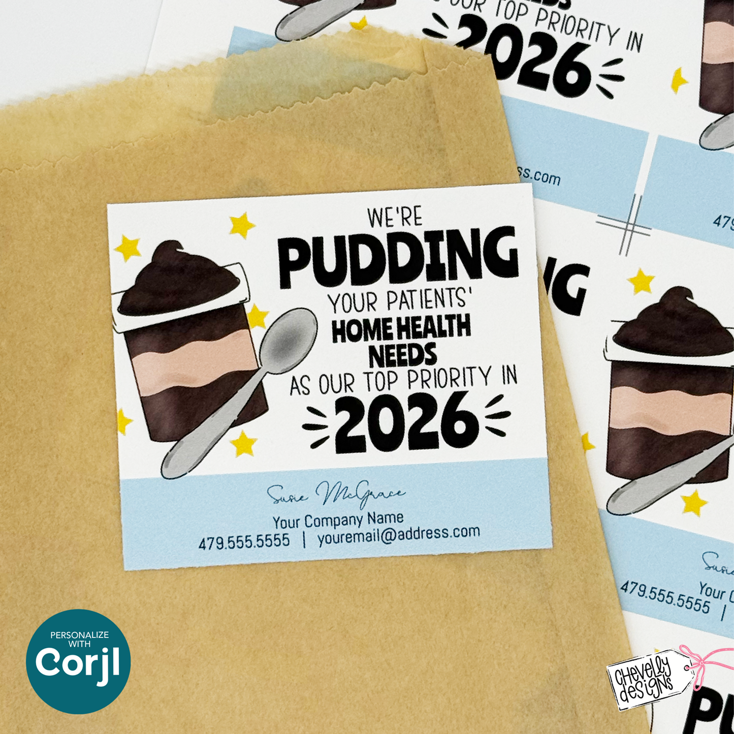 Editable - We're PUDDING your needs as top priority - New Year Referral Marketing Gift Tags - Printable Digital File