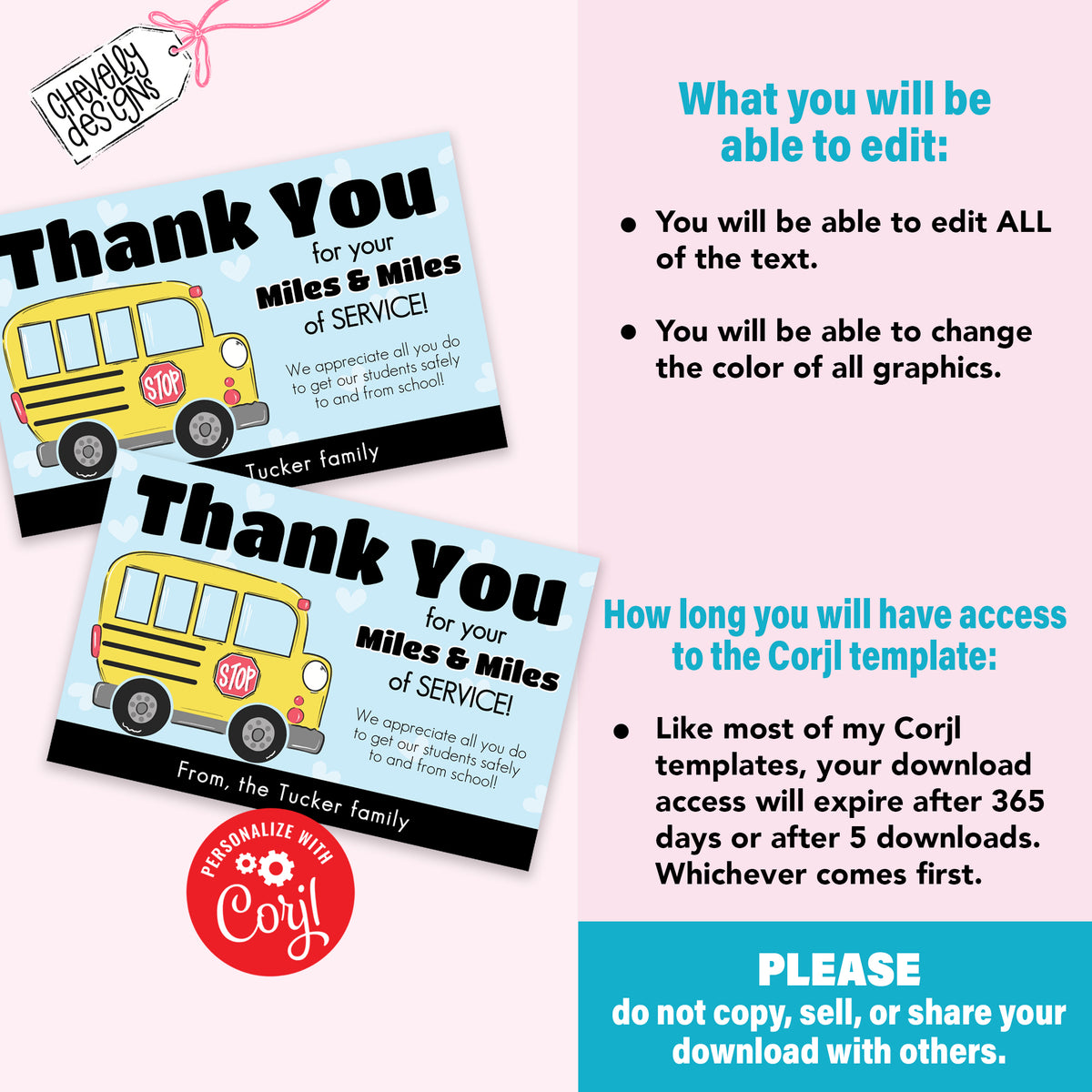 EDITABLE - Thank You For Your Service - Bus Driver Appreciation Gift T ...