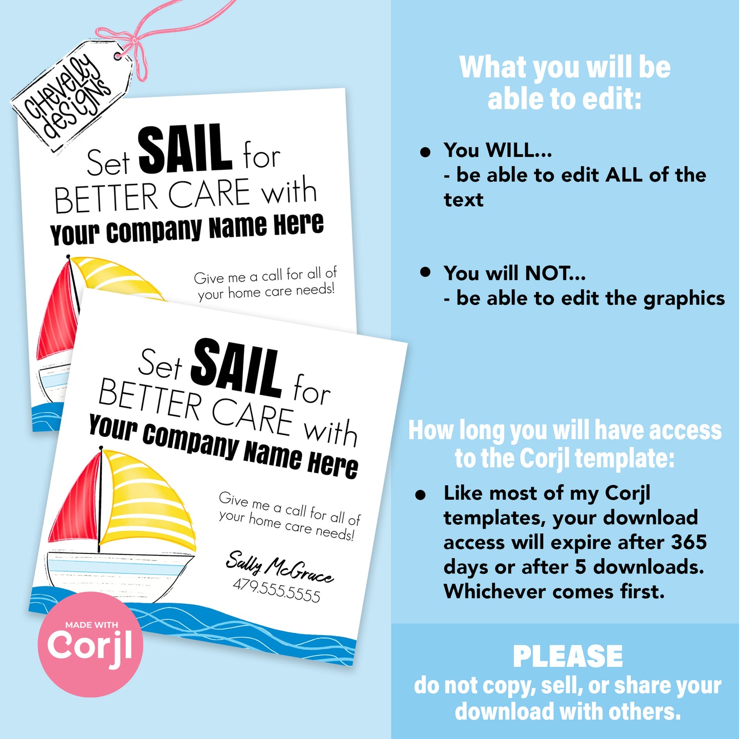 Editable Sailboat Referral Gift Tag - Set Sail with Excellent Patient Care - Printable Digital File