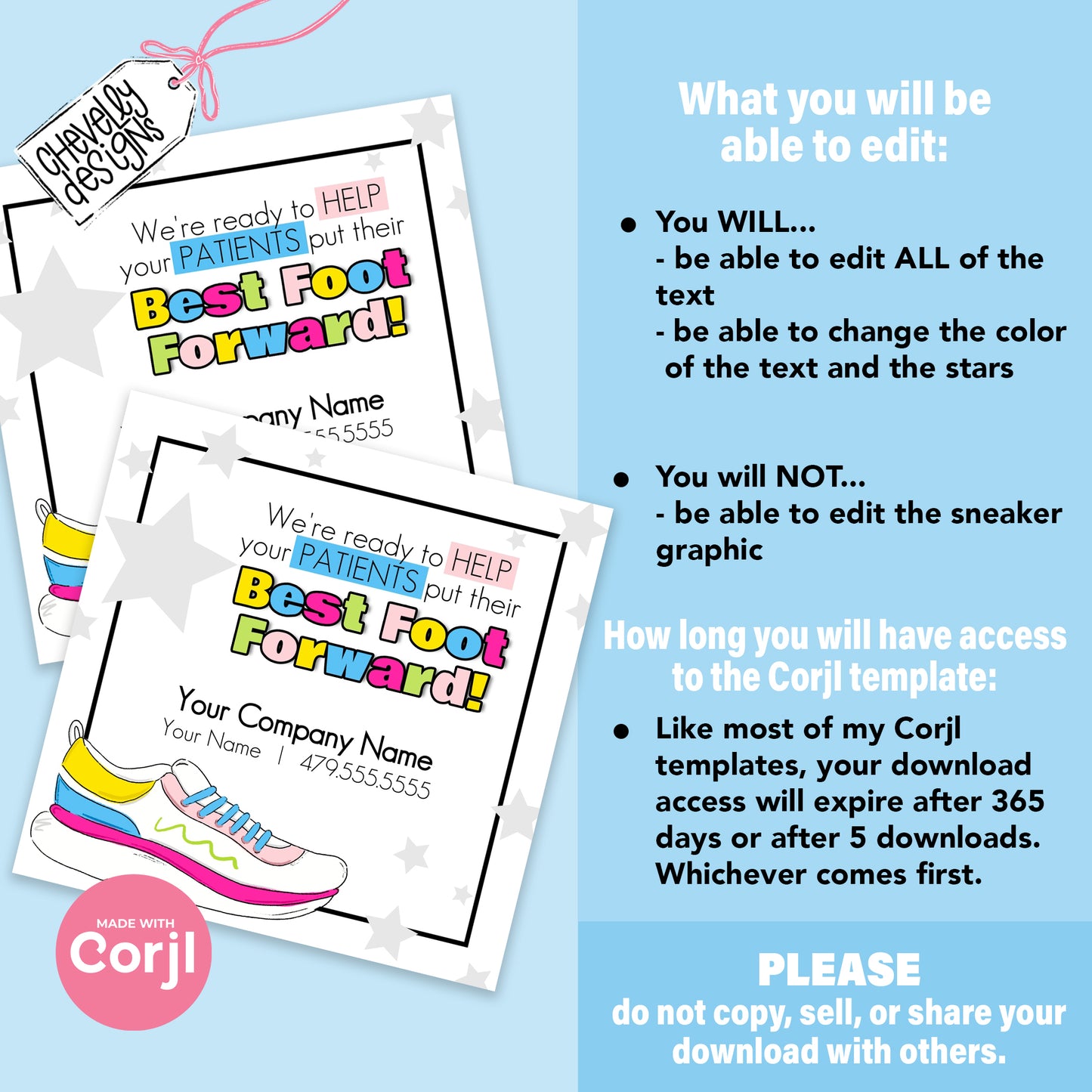 Editable Sneaker Referral Gift Tag - Best Foot Forward, Patient Care, Printable Digital File