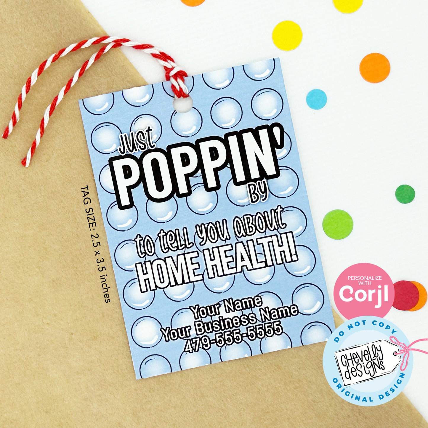 Editable - Poppin' By Home Health Gift Tags - Business Referrals - Printable Digital File