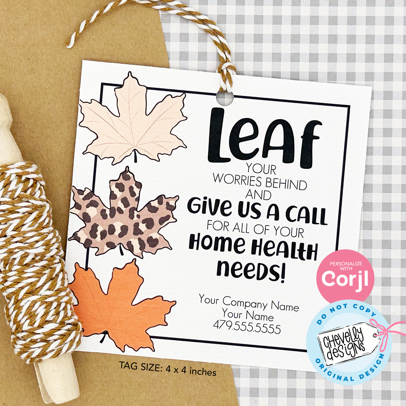 EDITABLE - Leaf Your Worries Behind - Fall Home Health Referral Gift T ...