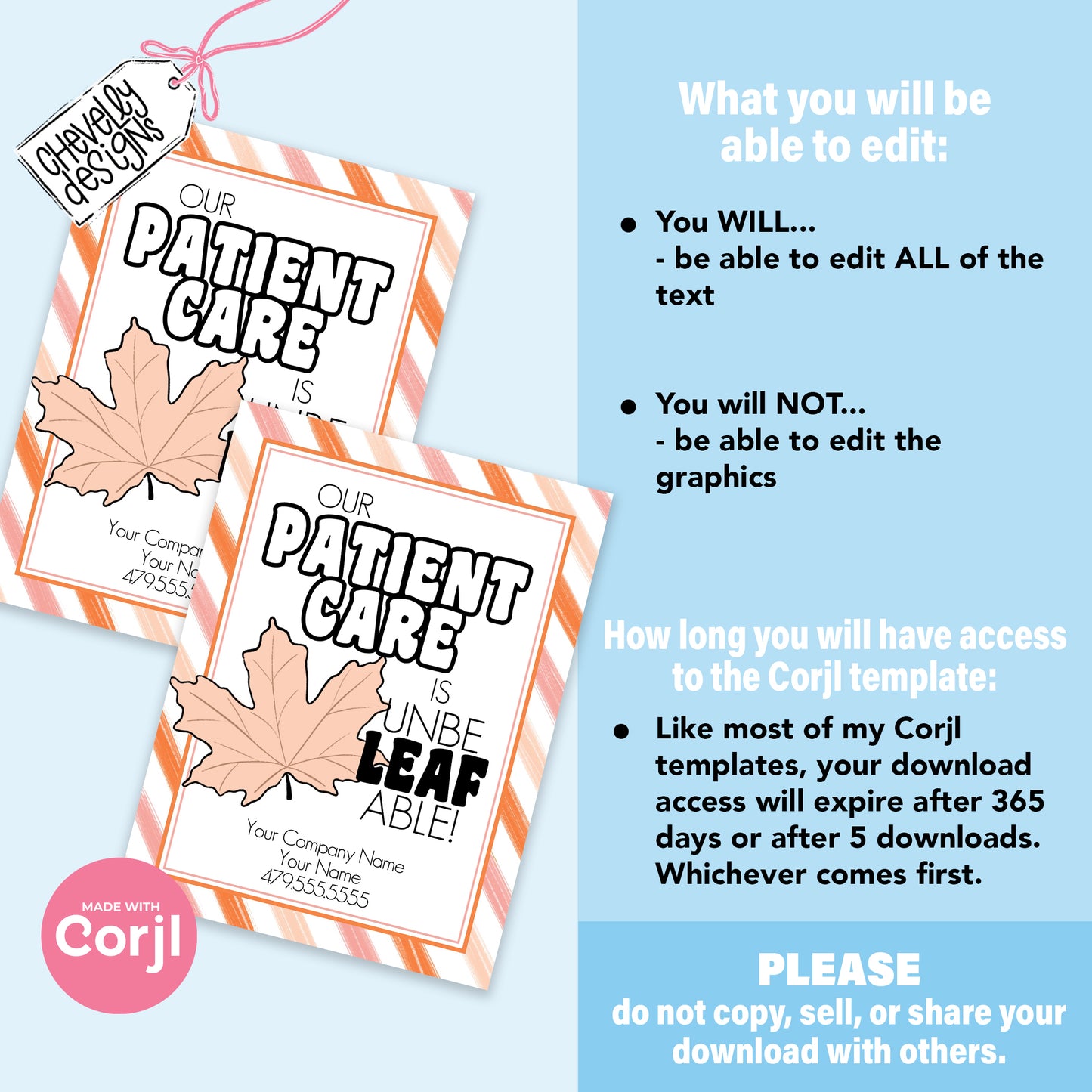 EDITABLE - Our Patient Care is Unbelievable - Fall Leaves Referral Gift Tag - Printable Digital File