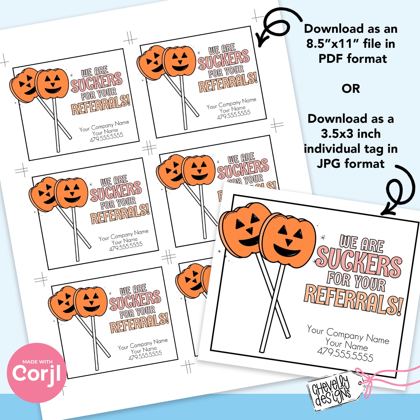 EDITABLE - We are Suckers for Your Referrals - Halloween Referral Gift Tag - Printable Digital File