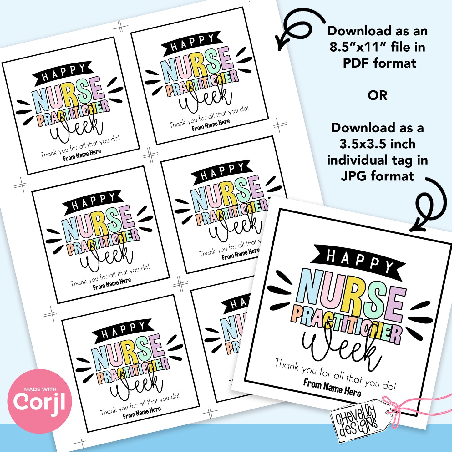 EDITABLE Nurse Practitioner Week Appreciation Gift Tag - Printable Digital File