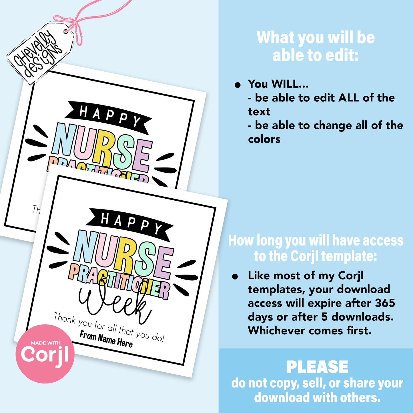 EDITABLE Nurse Practitioner Week Appreciation Gift Tag - Printable Digital File