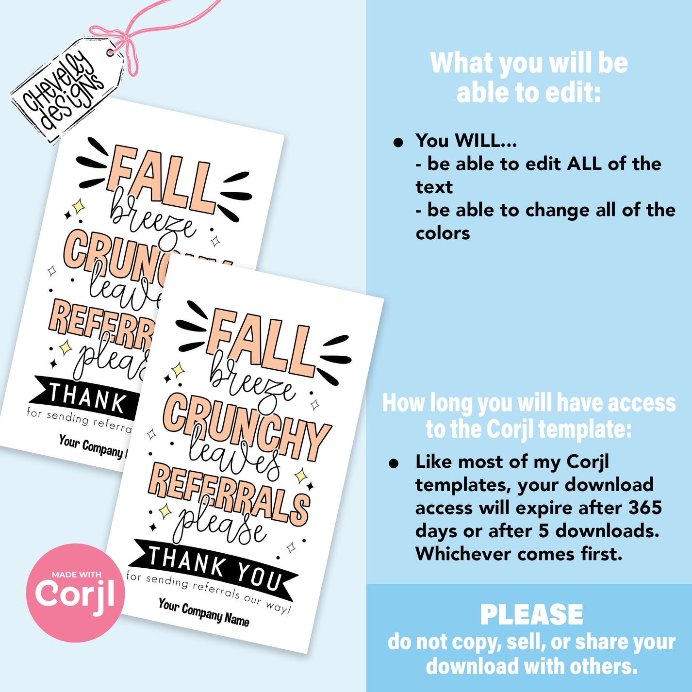 EDITABLE Referral Marketing Gift Tags - Fall Breeze, Crunchy Leaves, R ...