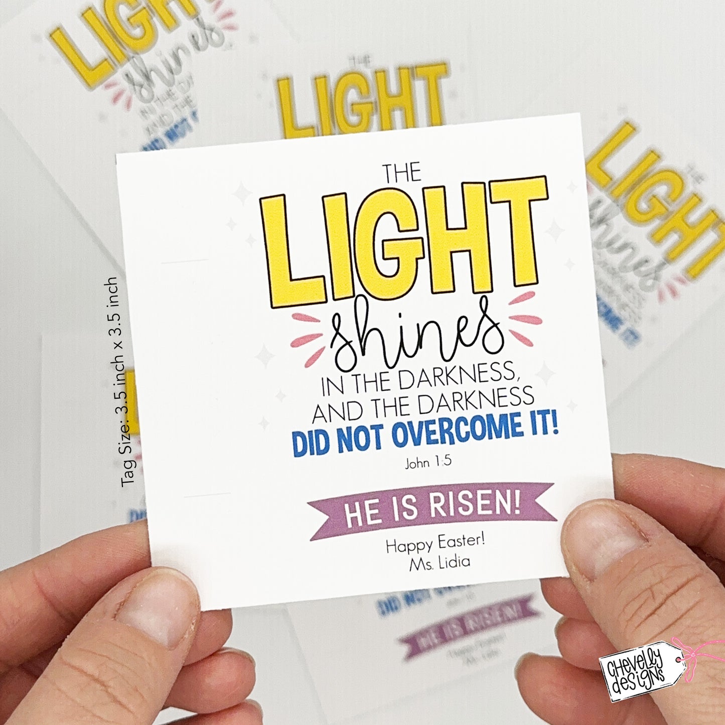 EDITABLE Printable Easter Glow Stick Treat Tags, The Light Shines in the Darkness, John 1:5