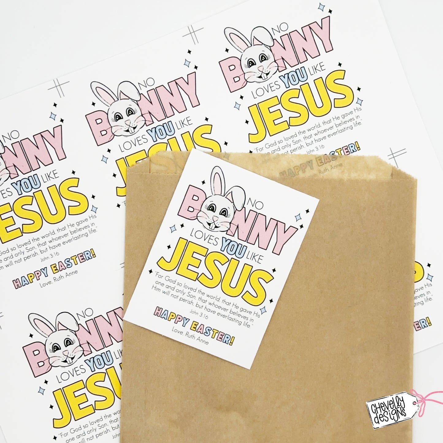 EDITABLE Printable Easter Treat Tags, No Bunny Loves You Like Jesus