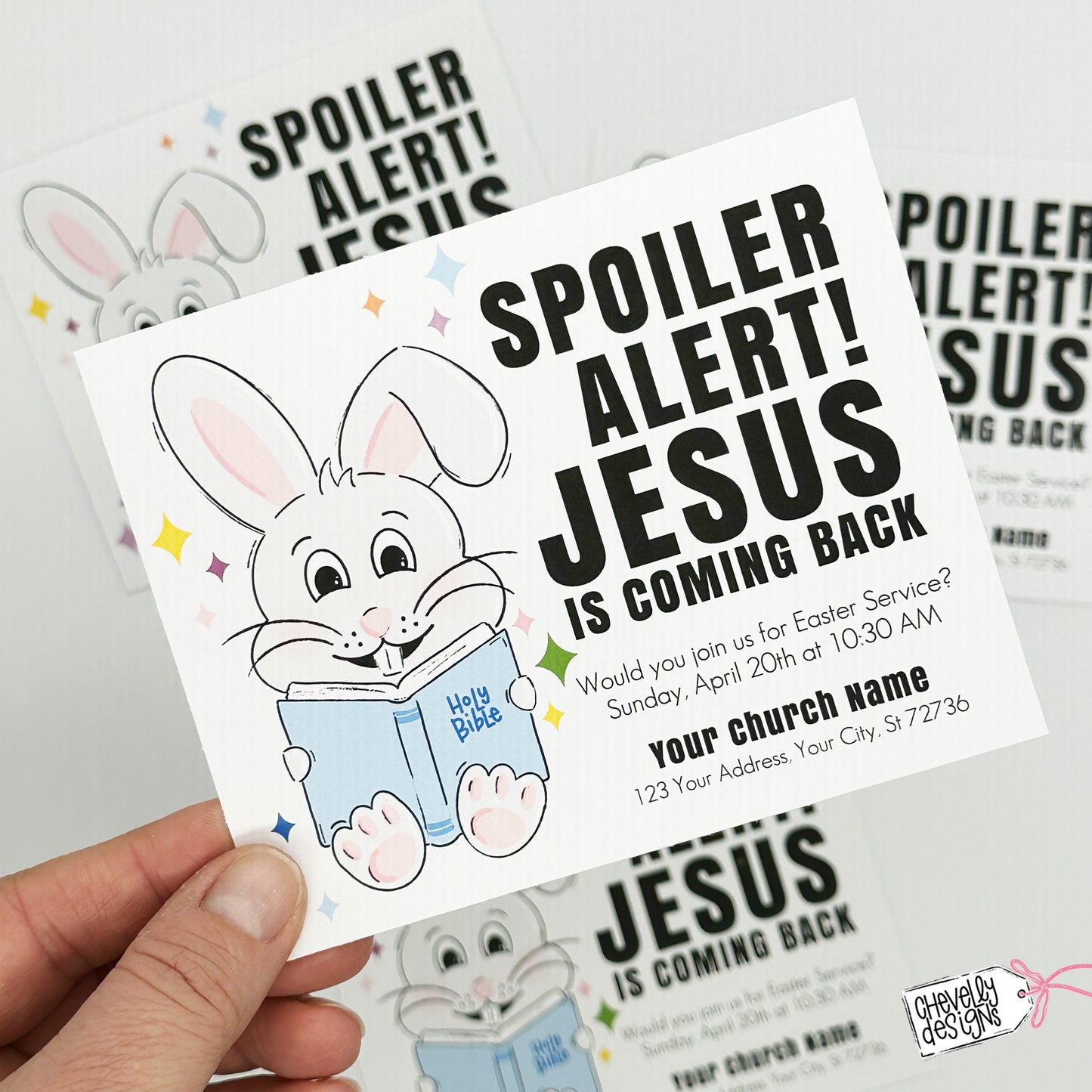 EDITABLE Printable Easter Invitation Handout, Spoiler Alert Jesus is Coming Back