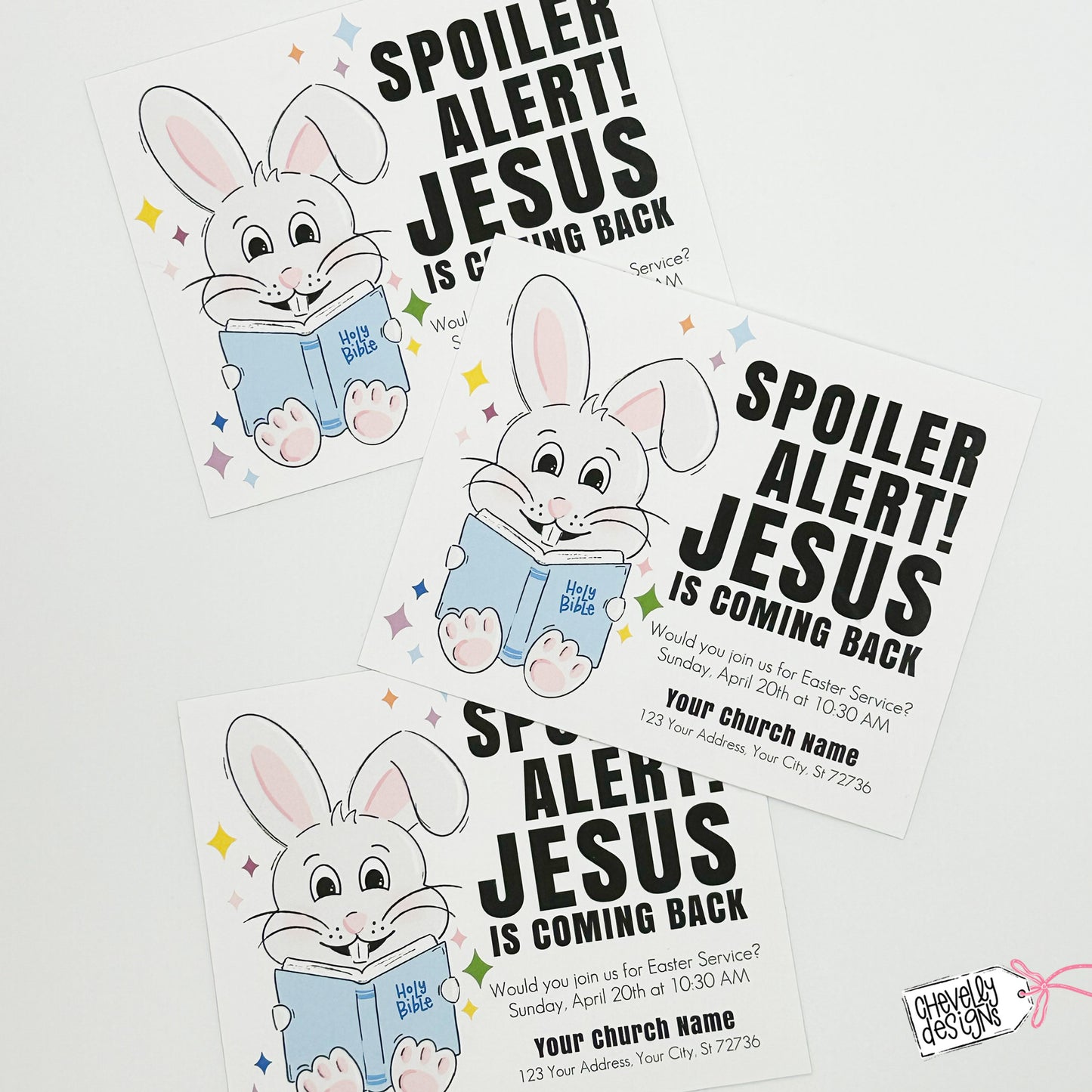 EDITABLE Printable Easter Invitation Handout, Spoiler Alert Jesus is Coming Back